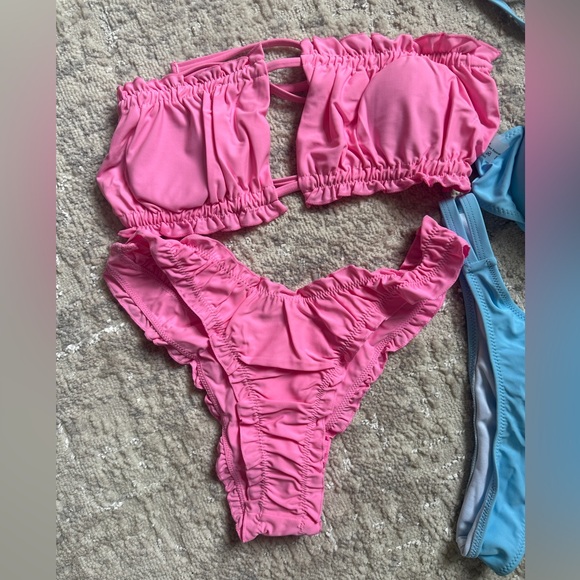 Bundle 3 sz L SHEIN bikini white, pink, blue. Sarong included NWOT - Picture 3 of 6